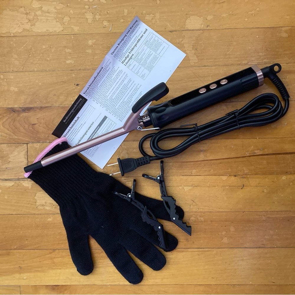 NEW 3/8" Curling Iron Set with Clips and Glove